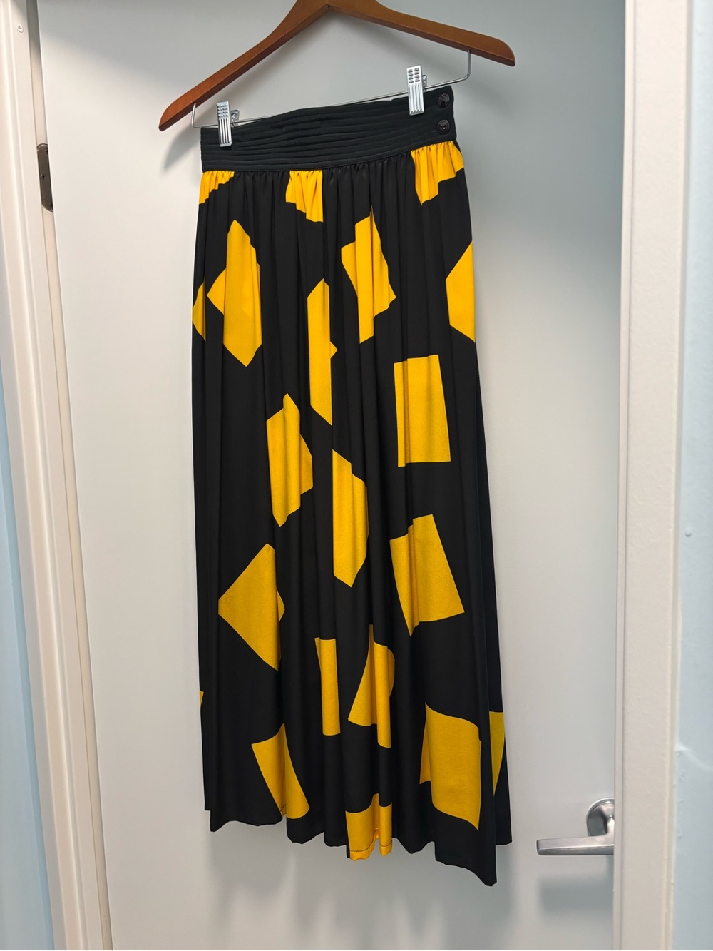 Vintage Black and Yellow Geometric Maxi Skirt by Wayne Clark Studio